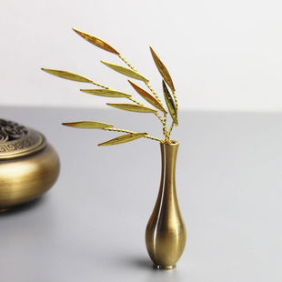 佛像观音手拿法器纯铜摆件迷你花瓶供佛观音菩萨柳枝净瓶法器配件