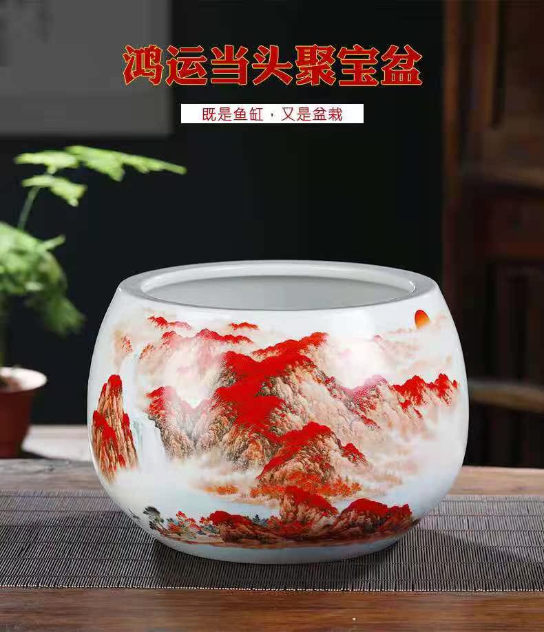 鸿运当头聚宝盆 景德镇陶瓷居家现代简约圆形客厅装饰