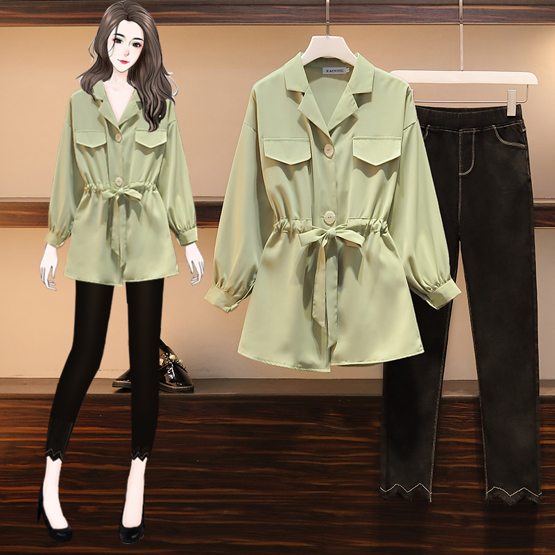 2020 Spring and summer new pattern Big size dress mm HyunA Show thin Sister skirt Jeans Korean Edition Two suitin the Women's clothing/Boutique , Large size women  category - from Buy2taobao.com to provide professional Taobao agent buy service