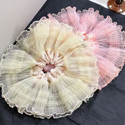 netting超大号发圈~纯欲芭蕾风黑色纱纱蕾丝花边大肠发圈头绳发饰