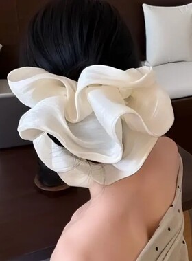 超大号亮纱木耳褶皱大肠香蕉夹竖夹女春夏氛围感丸子头马尾夹发夹