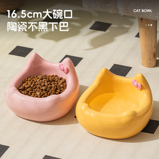猫碗双碗陶瓷可爱猫头猫咪喝水碗宠物饭碗狗狗食盆狗盆猫粮碗用品