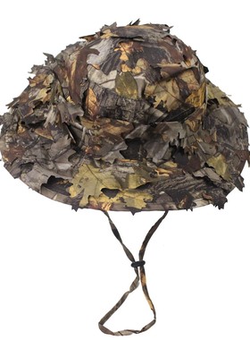 3D枫叶伪装服森林观鸟服连帽吉利服仿生色树叶迷彩狩猎枯叶伪装帽