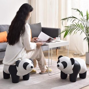 凳小脚踏型客厅摆件卡通动物 造凳子坐实木熊猫凳网红轻奢家用换鞋