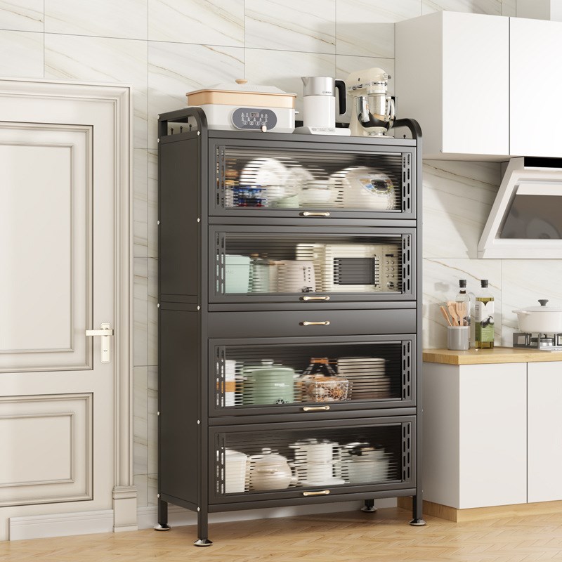厨房橱柜置物架落地多层置物柜带门多功能碗筷锅具电器Y收纳储物