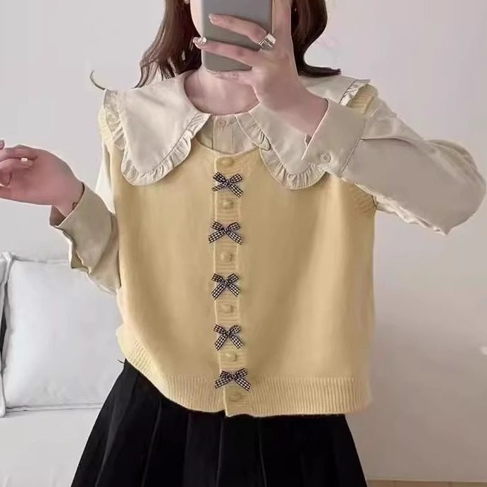 小个子甜美简约小设计针织马甲