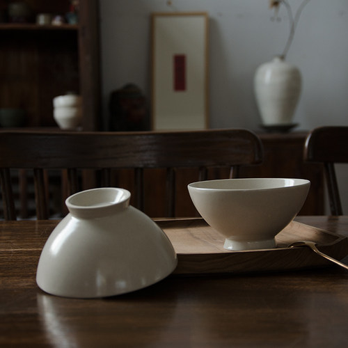 三分草木灰饭碗中式复古陶瓷餐具