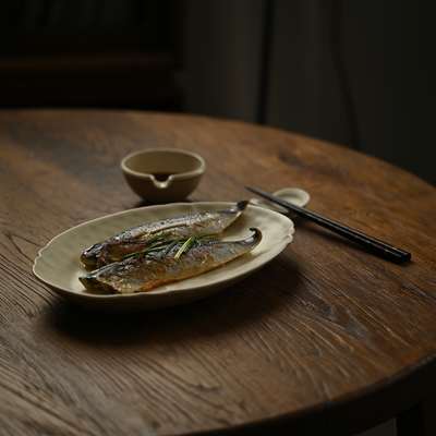 三分静草木灰餐具鱼盘日式纯色