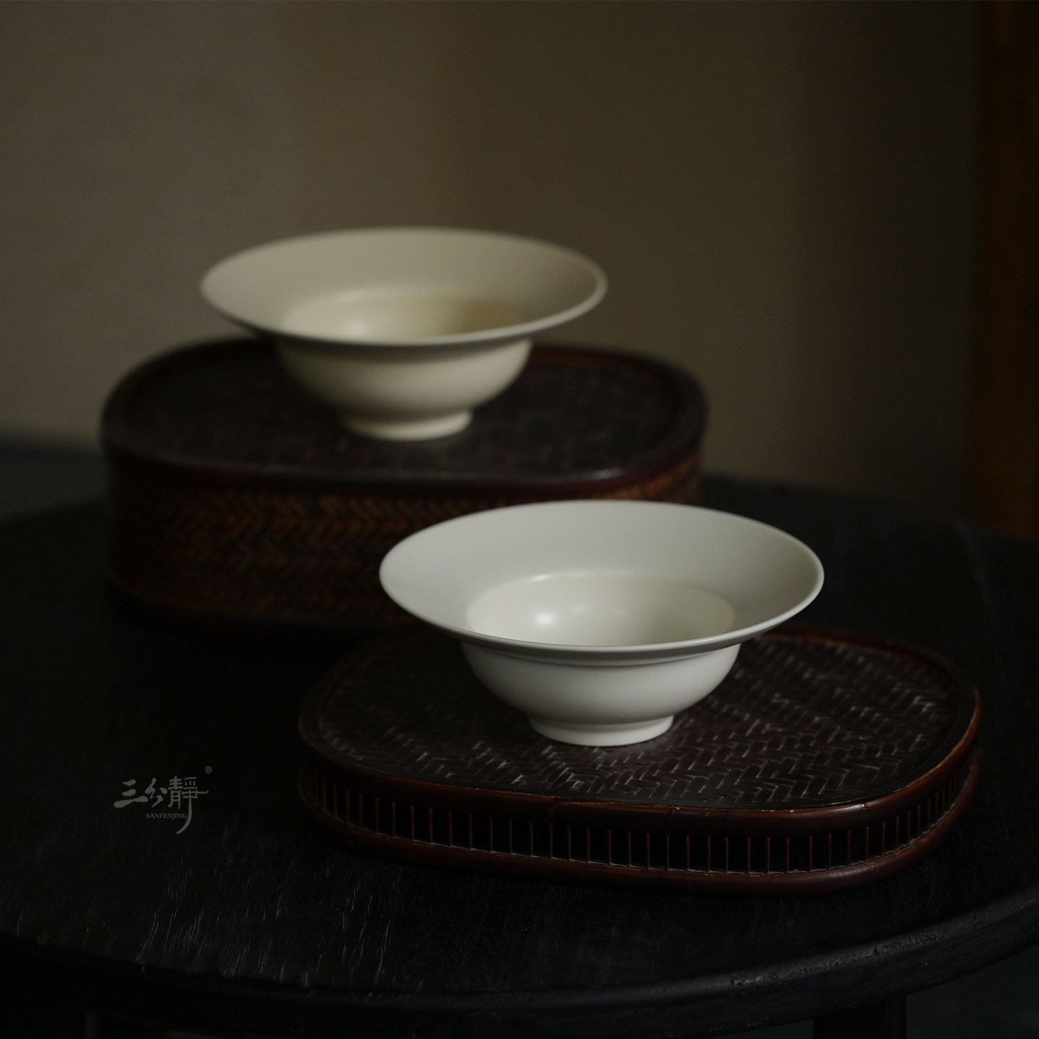 三分静 景德镇草木灰釉糖水帽子碗面碗素色陶瓷餐具手作器物