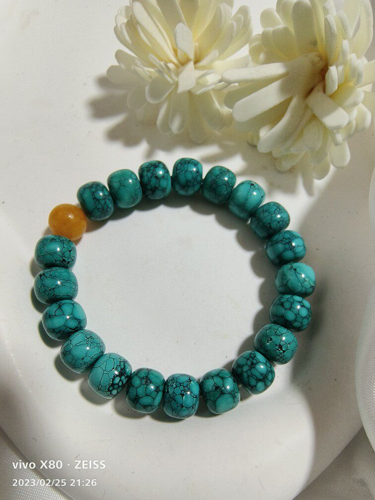 최적화되지 않은 천연 원시 광석 청록색 금실 팔찌 청록색 팔찌 원석 핸드 피스 컬렉션