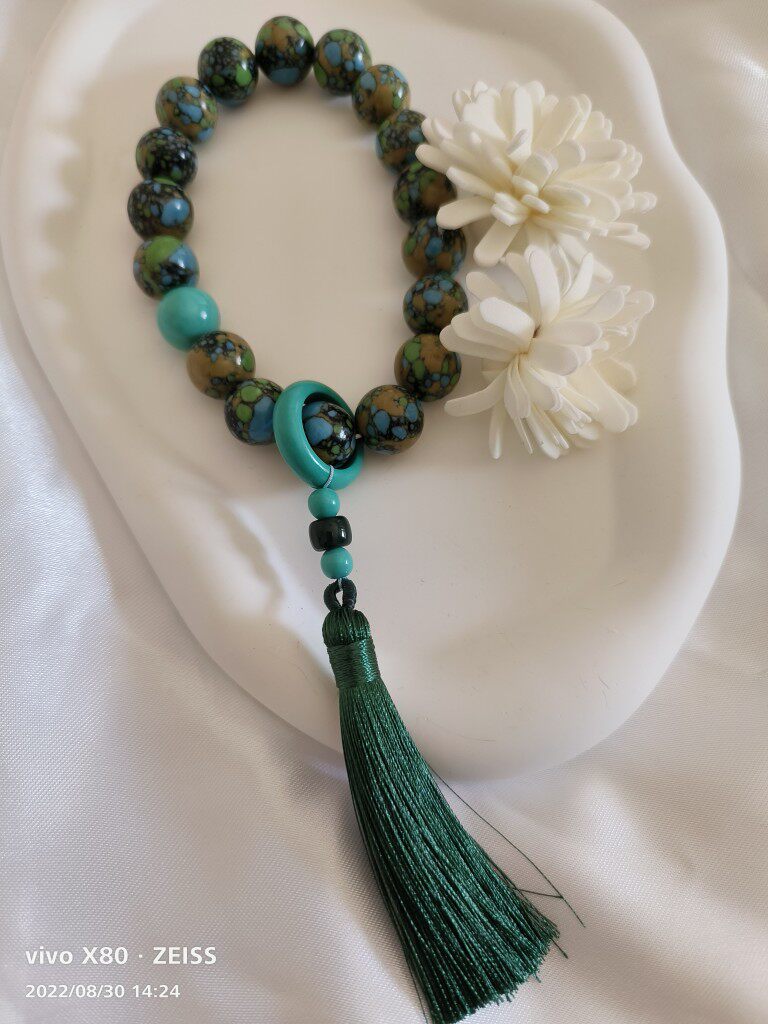 천연 광석 청록색 팔찌 목걸이 호북 높은 도자기 청록색 옥 화학 재료 108 비즈 액세서리 문화 장난감 컬렉션