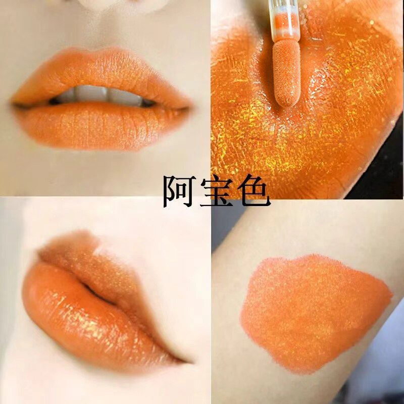 细闪亮晶晶闪粉阿宝橙色桔奶油胡唇膏/口红