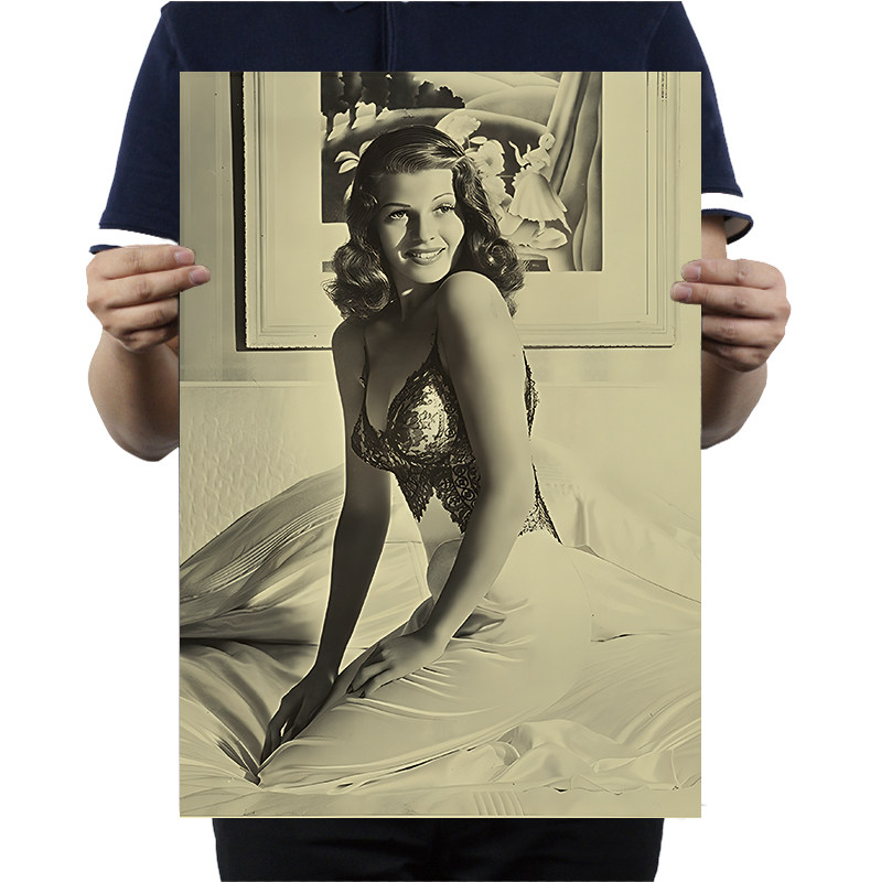 丽塔海华丝美女海报肖申克的救赎励志电影复古牛皮纸宿舍装饰贴画