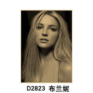 小甜甜布兰妮海报复古牛皮纸欧美美女装饰画宿舍酒吧餐厅壁纸贴画