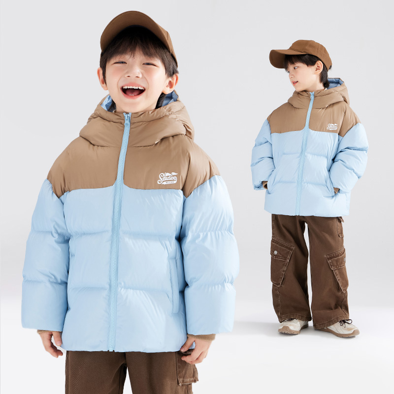 【宁儿粉丝专享】拼接撞色连帽羽绒服