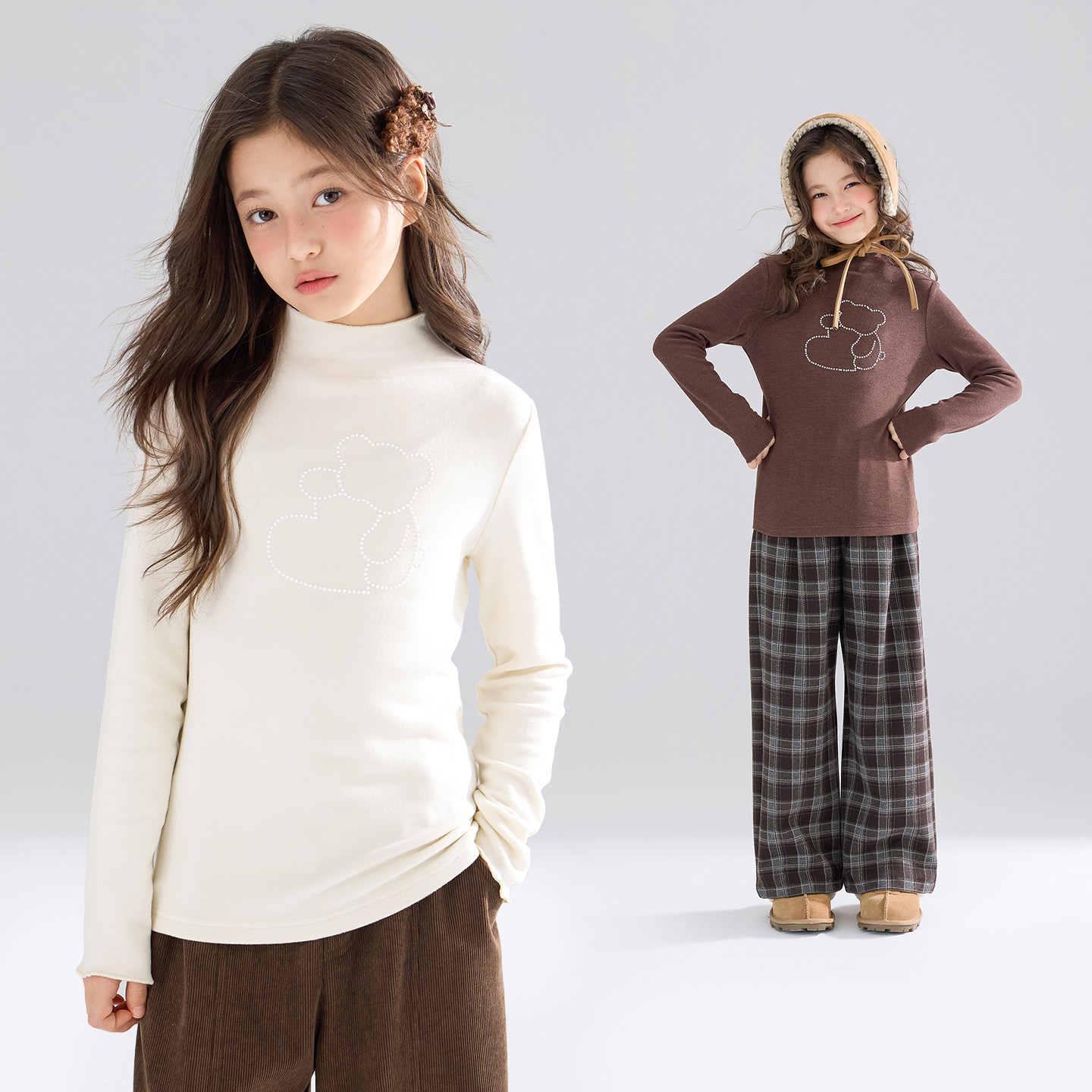 【天天粉丝专享】加厚暖绒无静电珍珠小熊打底衫恒温发热,童装/婴儿装/亲子装,T恤,淘宝优惠券,粉丝福利购,淘宝优惠卷