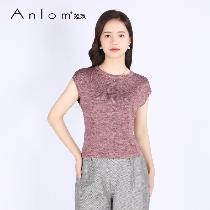 Anlom/娅奴桑蚕丝针织上衣套衫