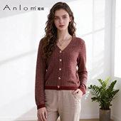 套头打底衫 Anlom 女 格子花圆领收腰时尚 针织衫 娅奴早秋新款 修身