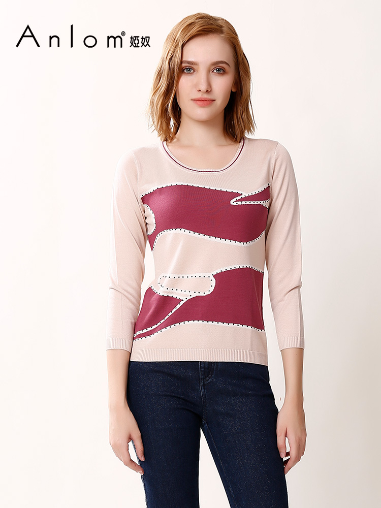 娅奴新款长袖休闲时古桑蚕丝上衣