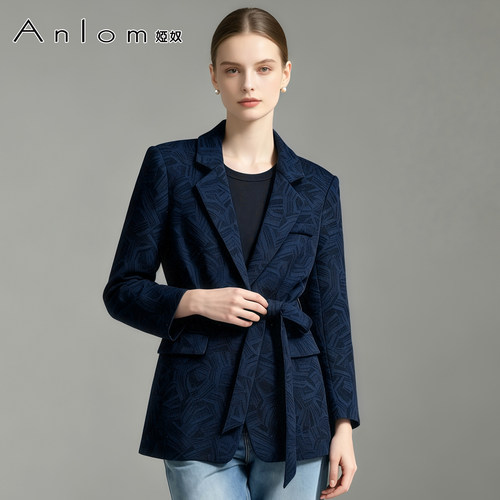 Anlom/娅奴秋冬长袖针织西服外套