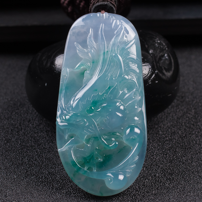 翡翠天然A货玉龙牌男女款玉器老坑生肖龙女士吊坠玉牌挂件30.58克