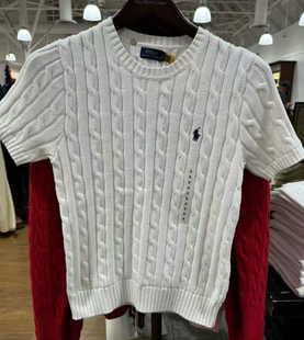 拉夫劳伦ralph lauren女式针织衫麻花短袖T恤毛衣刺绣小马标女款