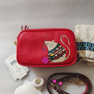 Tory Burch/TB托里伯奇 红色真皮双拉相机包单肩包斜挎包