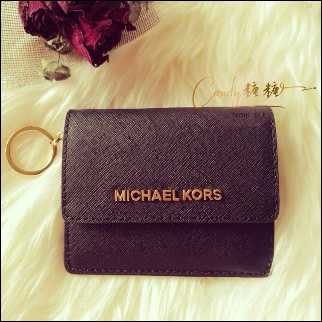 MichaelKors迈克.科尔斯十字纹牛皮女士折叠钱包卡包礼物国内现货