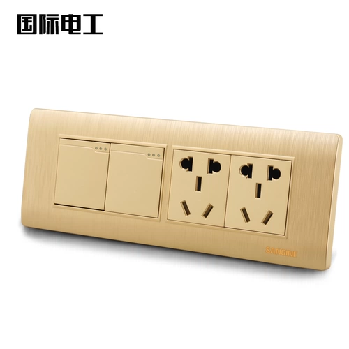 Международный электрик 118 темный инсталляционный выключатель Шампанский Golden Rita Two -яма лапша Четырех -бодиум -двух -открытых шести -отверстий