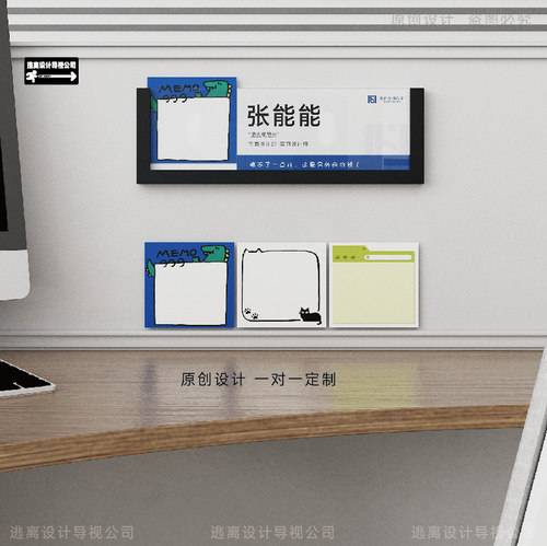 公司职员工位职务名牌亚克力趣味表情包企业ip设计屏风工位牌定制