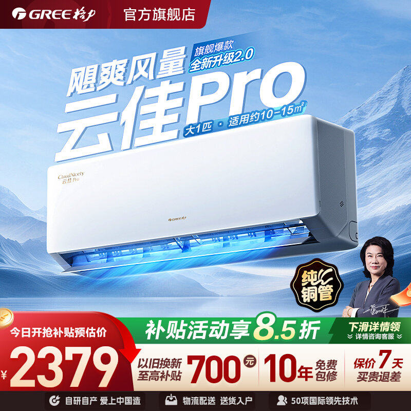 Gree/格力新一级能效家用卧室变频冷暖空调省电云佳Pro挂机大