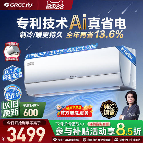 格力变频冷暖空调挂机节能王子