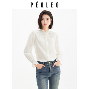 新款 飘蕾法式 女2025年冬季 衬衫 设计感百搭轻奢上衣 气质木耳边长袖