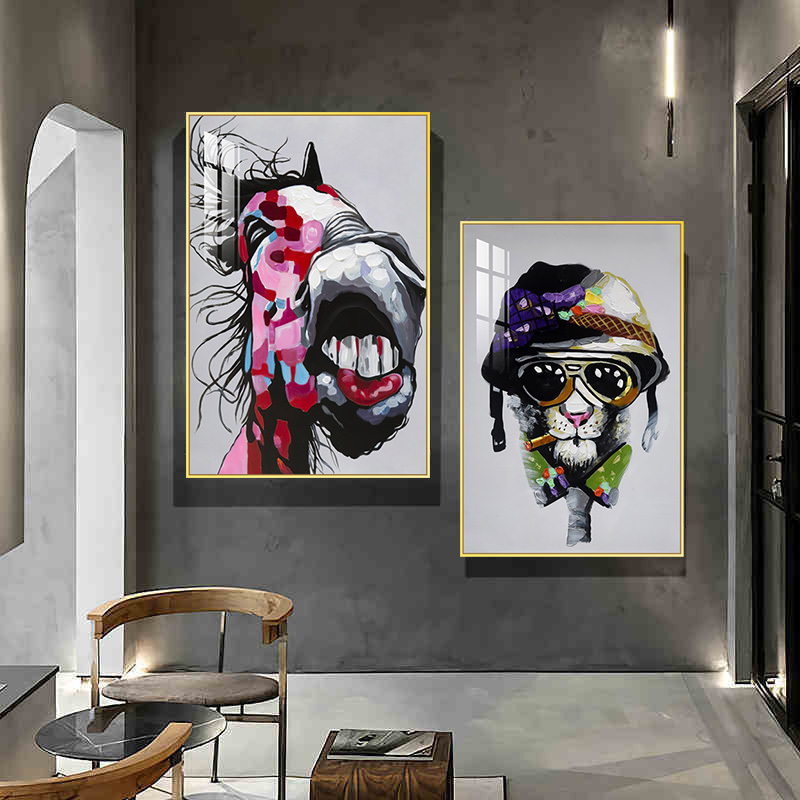 波普装饰画动物艺术抽象画客厅沙发背景墙挂画北欧抽象餐厅墙壁画图片