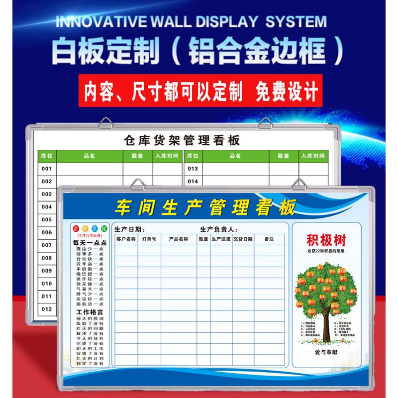 定制尺寸和内容挂式磁性白板项目进度计划表仓库车间生产管理看板