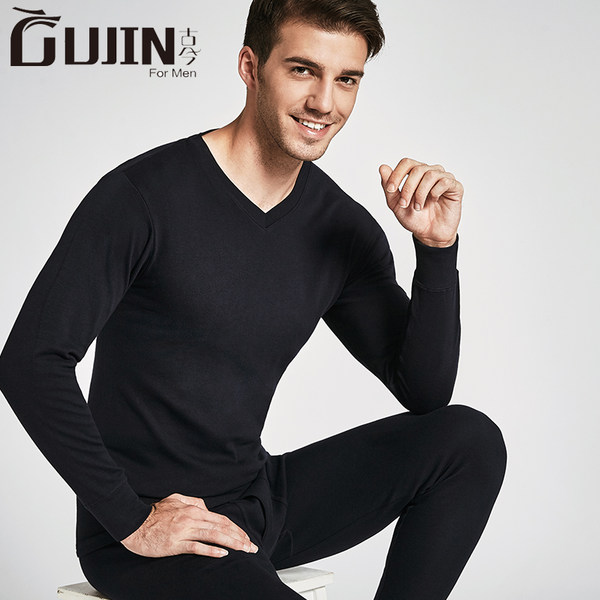 中华老字号 GUJIN 古今 纯棉 男士保暖内衣套装 优惠券折后￥49包邮（￥89-40）圆领、V领多色可选