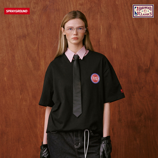 SprayGround丨NBA HWC联名系列活塞球队短袖T恤男女夏季半袖上衣