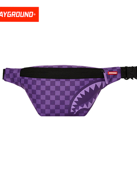 SprayGround鲨鱼嘴紫色单肩包男女大容量斜挎包休闲运动腰包胸包