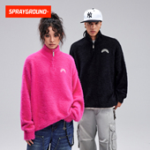 SprayGround鲨鱼嘴半拉链高领套头针织上衣男女秋冬情侣帽衫 上衣