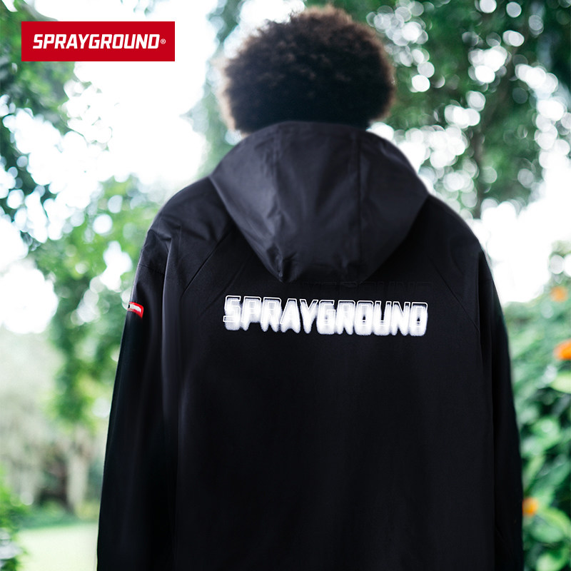 【特卖】SprayGround黑色高街夹克女休闲防风保暖外套男潮流上衣