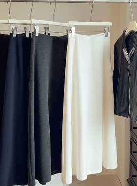 软糯感仿羊绒针织半身裙女高级感a字显瘦垂感半裙秋冬新款中长裙