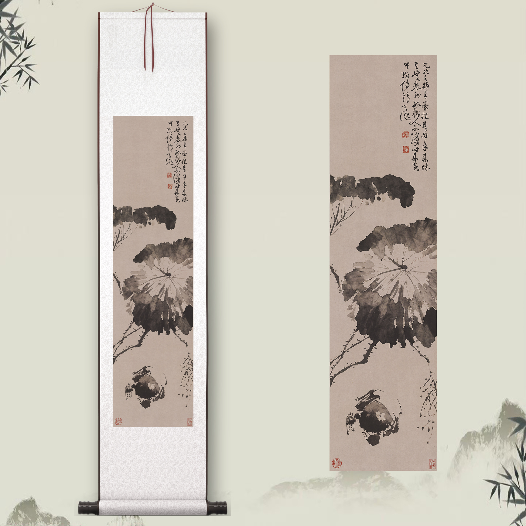 明徐渭《黄甲图》客厅中堂挂画玄关茶室书房装饰画植物水禽国画图片