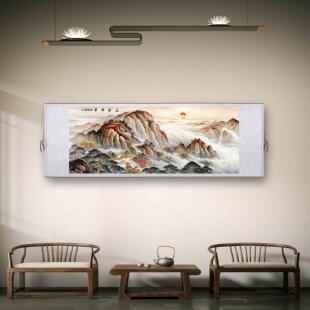 《五岳独尊》客厅挂画玄关茶室书房装饰画横版有山无水山水国画
