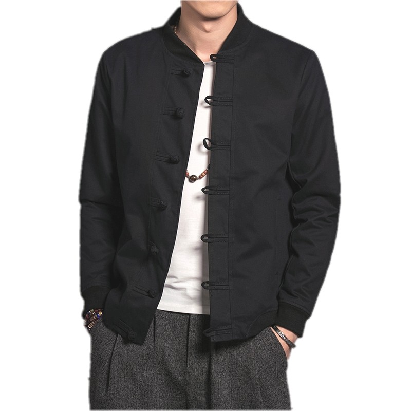 中国风唐装男潮年轻款盘扣外套春秋款青年居士中式中山装佛系男装