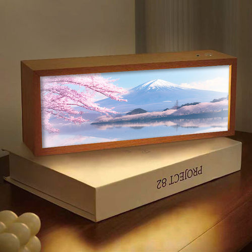 日本富士山灯光画唯美蓝牙音响摆件画创意礼物山水风景小夜灯