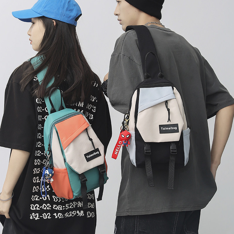 潮牌斜挎包男士时尚潮流胸包休闲日系单肩小包学生大容量斜肩背包