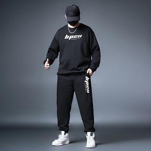 运动两件套青年宽松卫衣卫裤 秋季 男士 休闲套装 300斤 加肥加大码