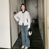 黑白撞色pu皮衣外套女2025春季新款港风又酷又飒小个子夹克上衣潮，女装短外套，浙宝152