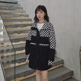 现货棋盘格拼接外套152-9271-P135-控价188，女装风衣，浙宝152