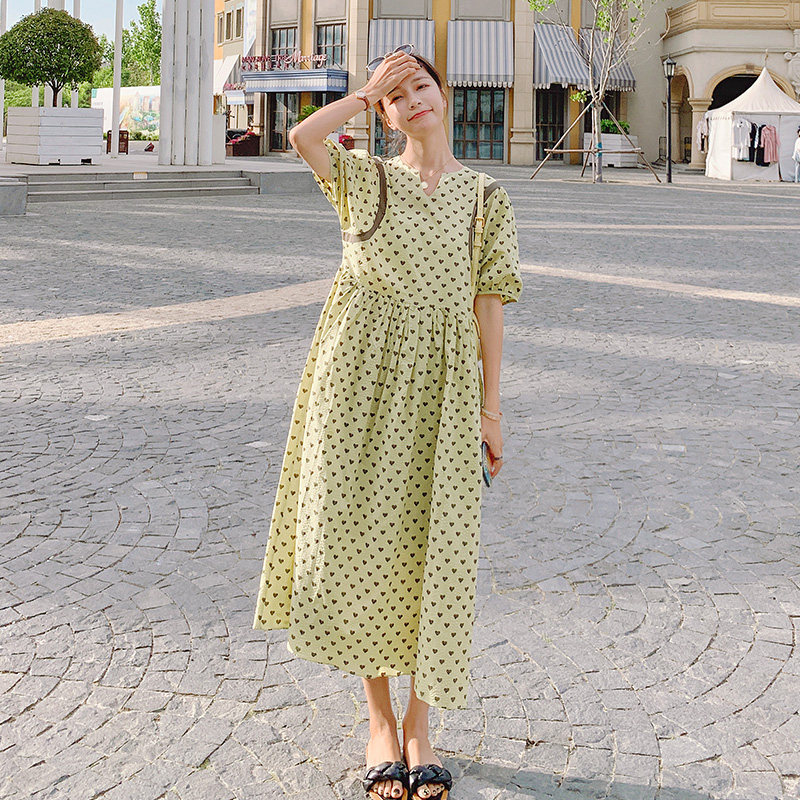 大货新款爱心连衣裙果绿色152-980-P105-控价158，女装连衣裙，浙宝152